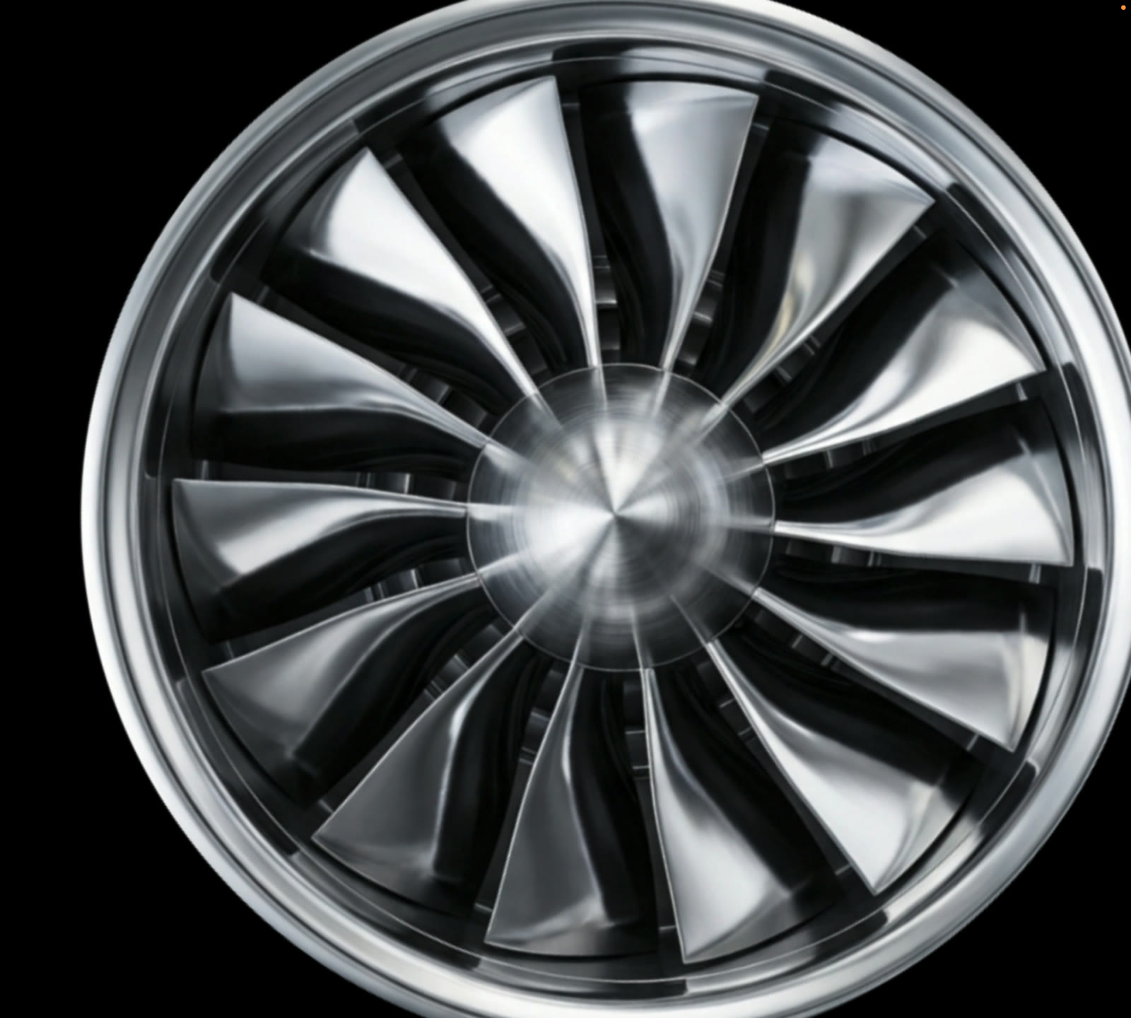 A rendered jet turbine, spinning